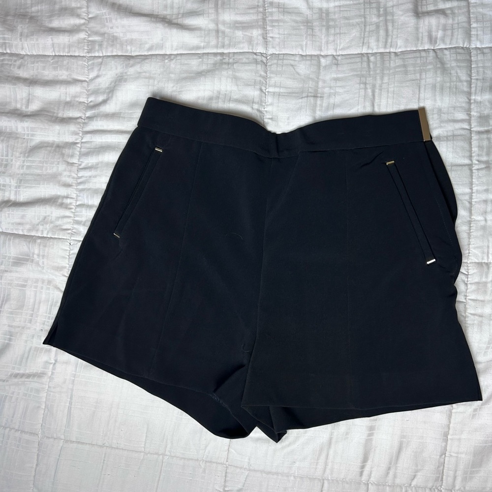 H & m high rise black fancy work business shorts